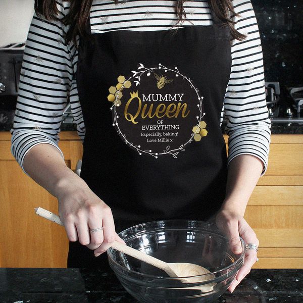 (image for) Personalised Queen Bee Black Apron - Click Image to Close