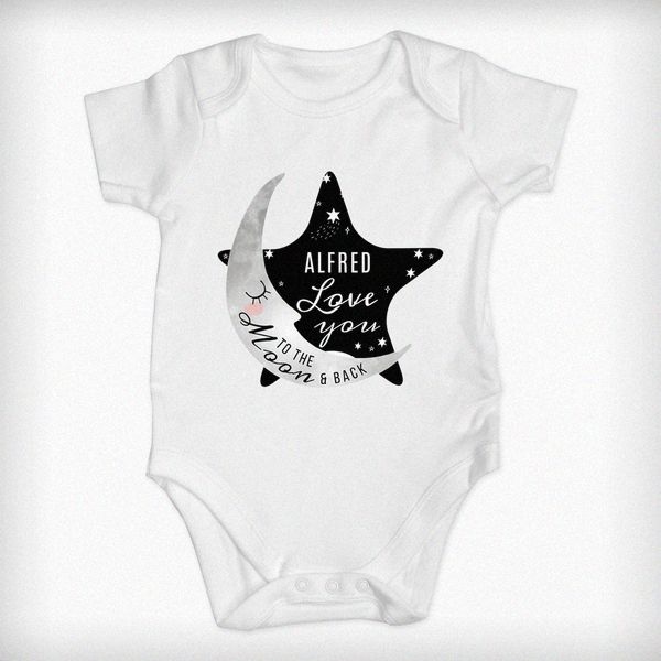 (image for) Personalised Baby To The Moon and Back 0-3 Months Baby Vest - Click Image to Close