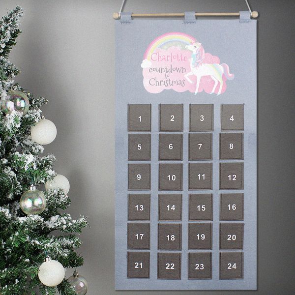 (image for) Personalised Christmas Unicorn Advent Calendar In Silver Grey - Click Image to Close