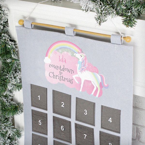 (image for) Personalised Christmas Unicorn Advent Calendar In Silver Grey - Click Image to Close