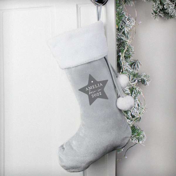 (image for) Personalised Born In Luxury Silver Grey Stocking - Click Image to Close