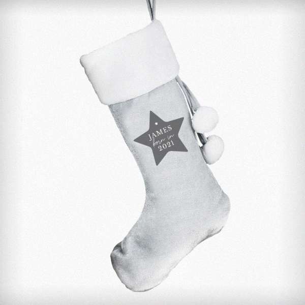 (image for) Personalised Born In Luxury Silver Grey Stocking - Click Image to Close