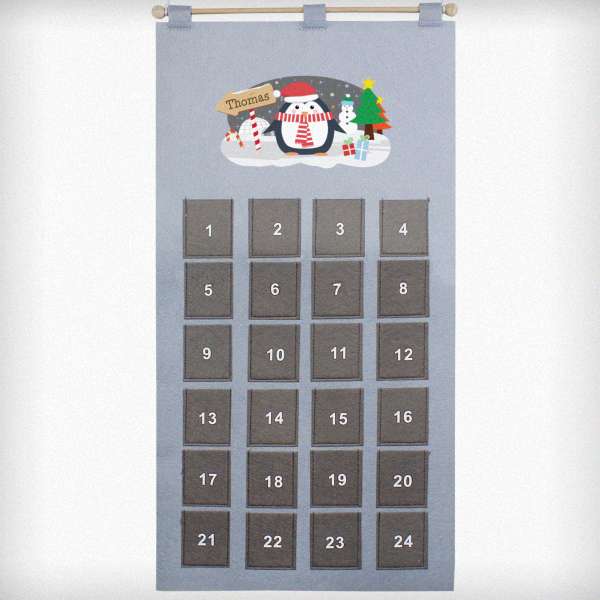 Modal Additional Images for Personalised Christmas Penguin Advent Calendar In Silver Grey