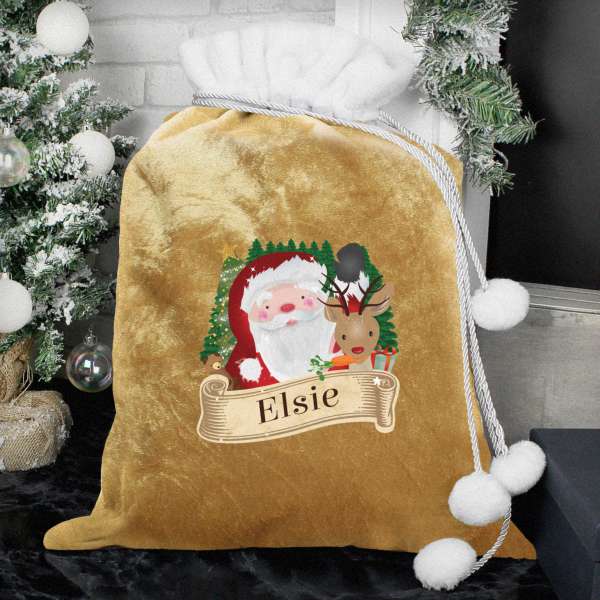 (image for) Personalised Christmas Santa Gold Sack - Click Image to Close