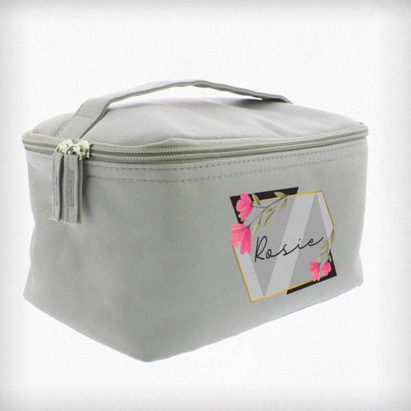 Modal Additional Images for Personalised Floral Grey Toiletry Bag