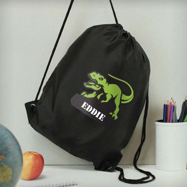 (image for) Personalised Dinosaur Black Kit Bag - Click Image to Close