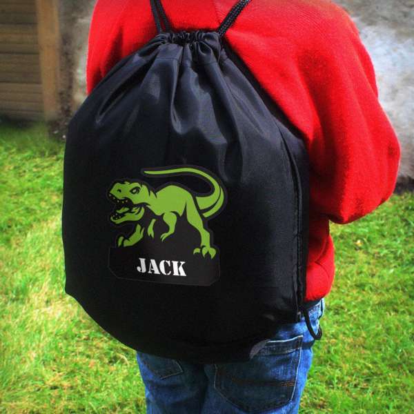 Modal Additional Images for Personalised Dinosaur Black Kit Bag