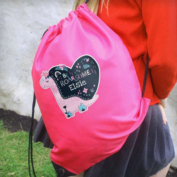 Modal Additional Images for Personalised Dinosaur Pink Kit Bag