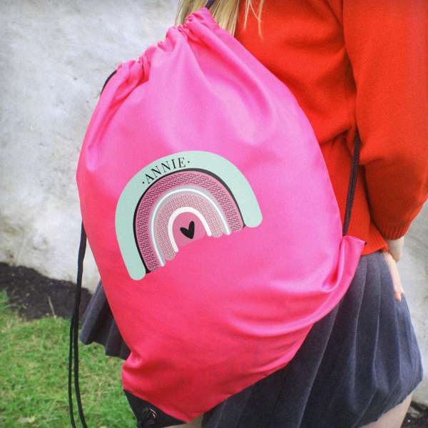 Modal Additional Images for Personalised Rainbow Pink Kit Bag