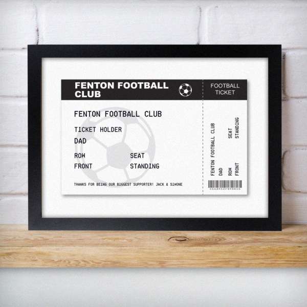 (image for) Personalised Football Ticket A4 Black Framed Print - Click Image to Close