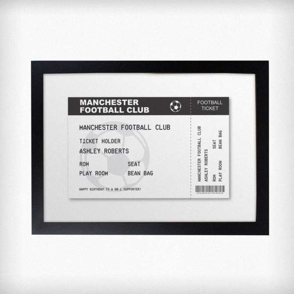 Modal Additional Images for Personalised Football Ticket A4 Black Framed Print