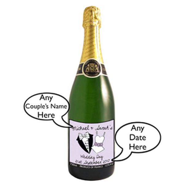 (image for) Personalised Dotty Wedding Champagne Bottle - Click Image to Close