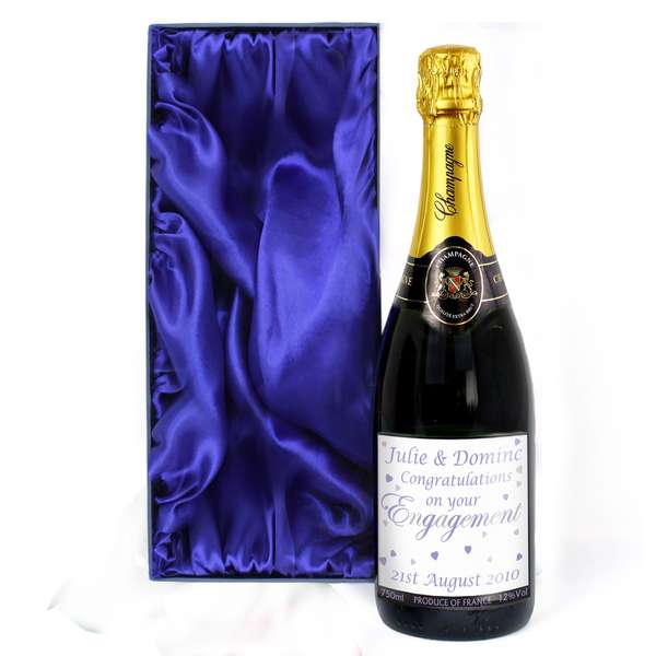 Modal Additional Images for Personalised Engagement Hearts Champagne with Gift Box