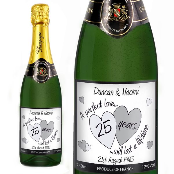 (image for) Personalised A Perfect Love Silver Champagne - Click Image to Close