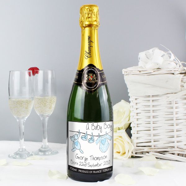 (image for) Personalised Blue Baby Wash Line Champagne - Click Image to Close
