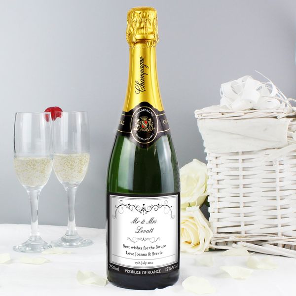 (image for) Personalised Ornate Swirl Champagne Label - Click Image to Close