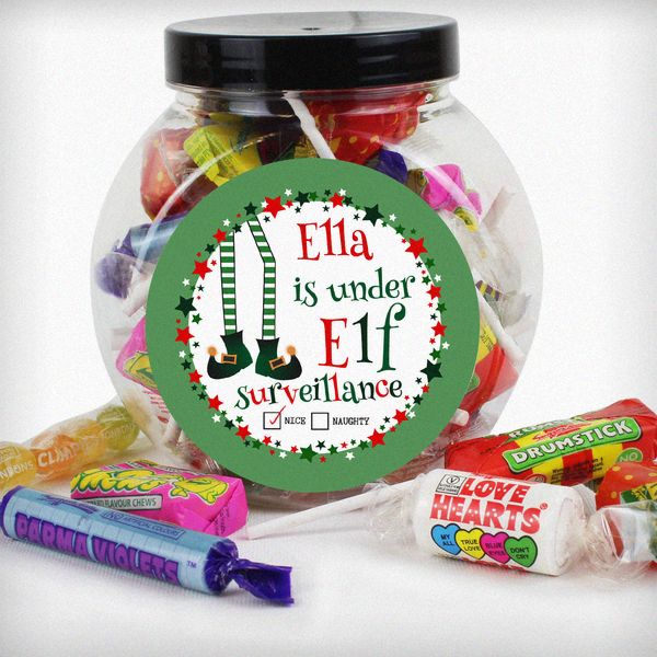 Modal Additional Images for Personalised Elf Surveillance Sweet Jar