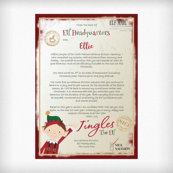 (image for) Personalised Elf Surveillance Christmas Letter - Click Image to Close