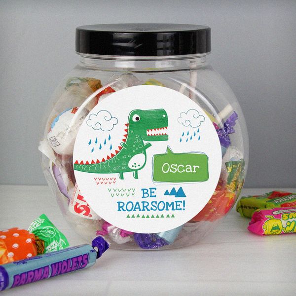 (image for) Personalised 'Be Roarsome' Dinosaur Sweet Jar - Click Image to Close