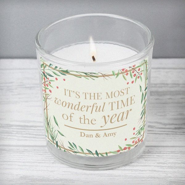 (image for) Personalised 'Wonderful Time of The Year' Christmas Scented Jar Candle - Click Image to Close