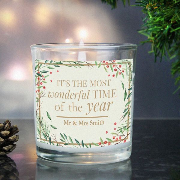 Modal Additional Images for Personalised 'Wonderful Time of The Year' Christmas Scented Jar Candle