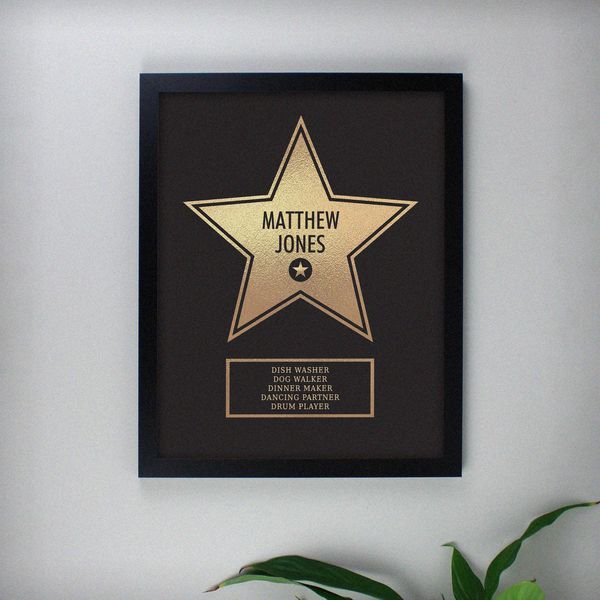 (image for) Personalised Walk of Fame Star Award Black Framed Print - Click Image to Close