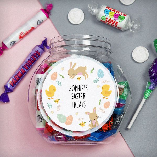 (image for) Personalised Easter Bunny & Chick Sweets Jar - Click Image to Close
