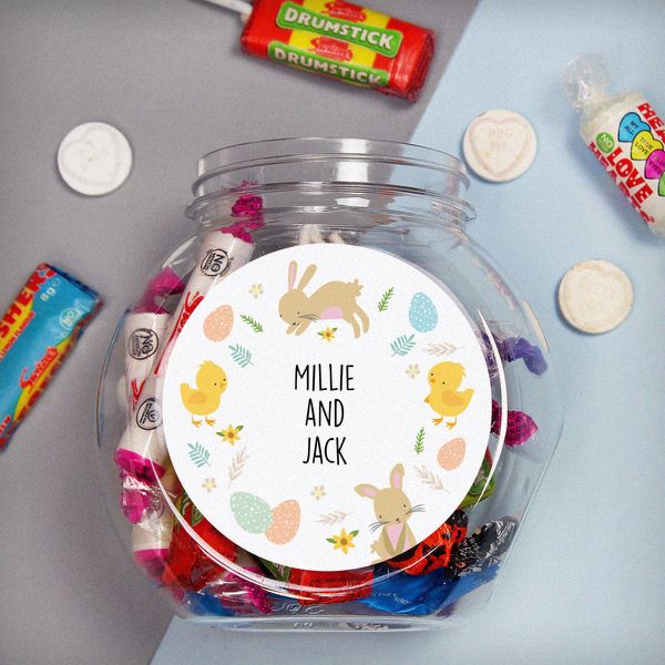 (image for) Personalised Easter Bunny & Chick Sweets Jar - Click Image to Close