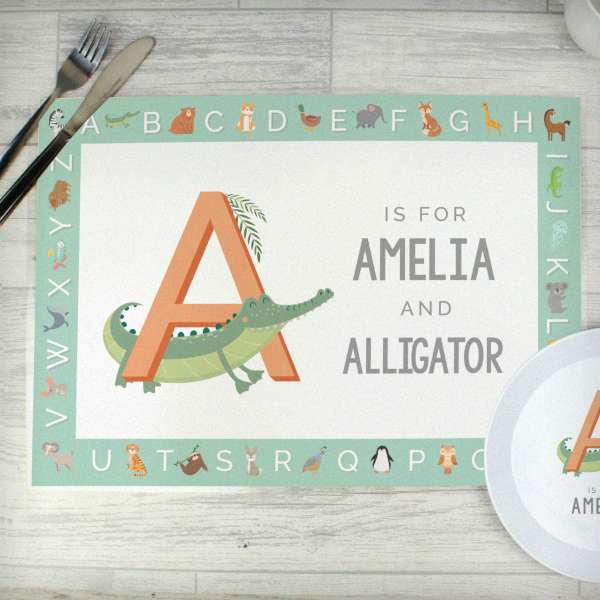 (image for) Personalised Animal Alphabet Placemat - Click Image to Close