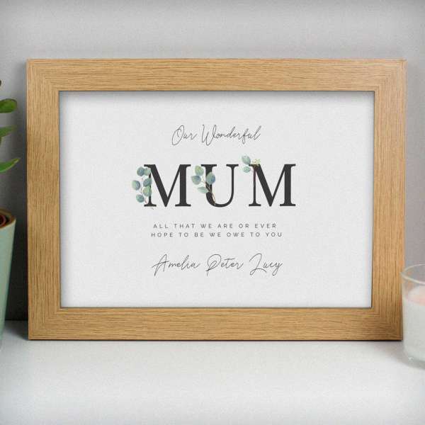 (image for) Personalised Botanical Mum A4 Oak Framed Print - Click Image to Close