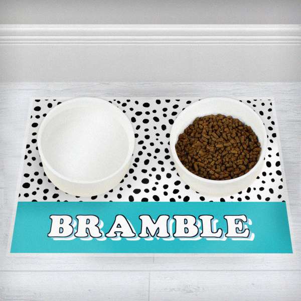 (image for) Personalised Blue Spots Dog Pet Bowl Mat - Click Image to Close