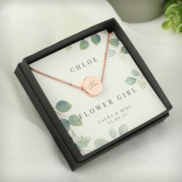 (image for) Personalised Botanical Sentiment Gold Tone Necklace and Box - Click Image to Close