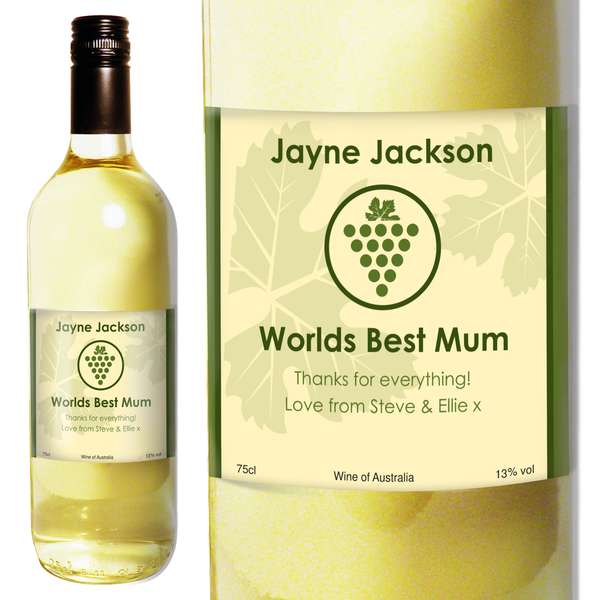 (image for) Personalised White Wine Grape Label with Gift Box