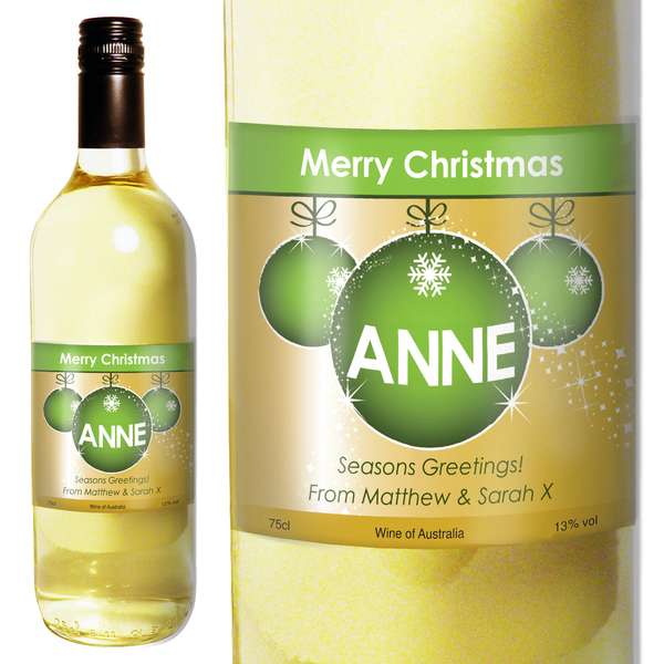 (image for) Personalised White Wine Bauble Label with Gift Box - Click Image to Close