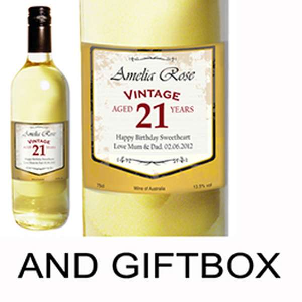 Modal Additional Images for Personalised White Wine Vintage Age Label with Gift Box