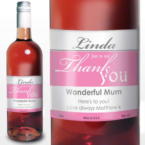 (image for) Personalised Rose Wine Thank You Label - Click Image to Close