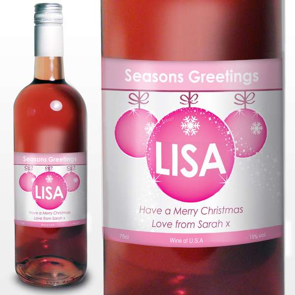 (image for) Personalised Rose Wine Bauble Label - Click Image to Close