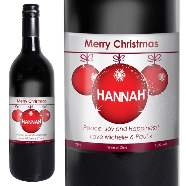 (image for) Personalised Red Wine Bauble Label with Gift Box