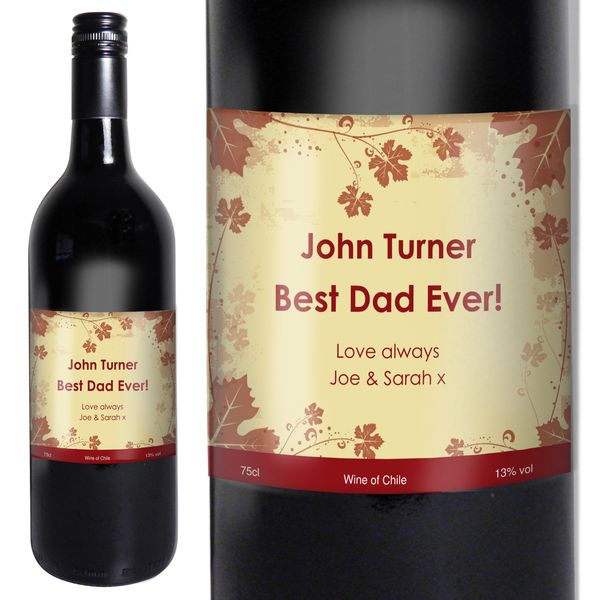 (image for) Personalised Red Wine Ivy Label with Gift Box - Click Image to Close