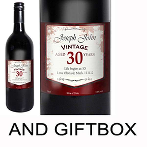 Modal Additional Images for Personalised Red Wine Vintage Age Label with Gift Box