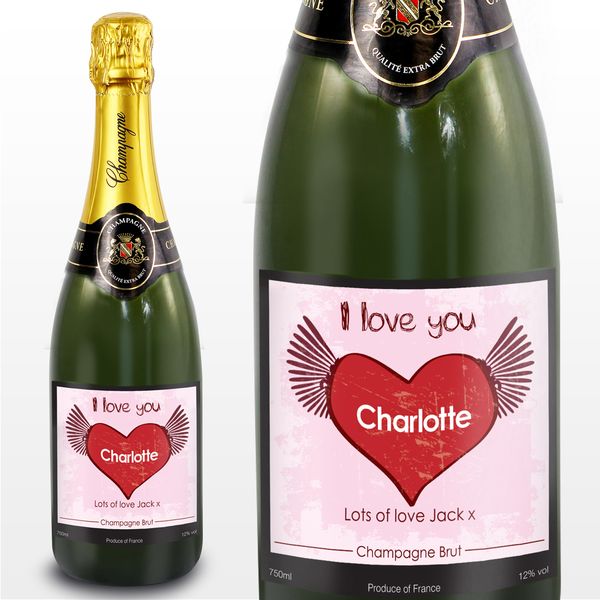 (image for) Personalised Big Heart Champagne Label - Click Image to Close