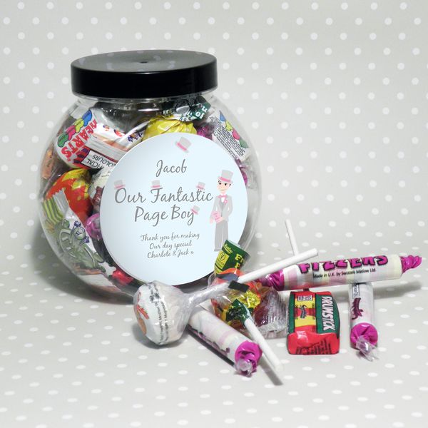 (image for) Personalised Fabulous Pageboy Sweet Jar - Click Image to Close