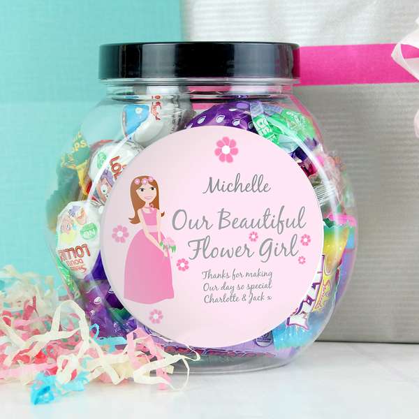 (image for) Personalised Fabulous Flowergirl Sweet Jar - Click Image to Close