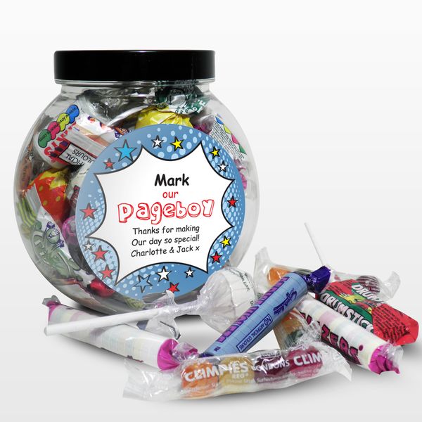 (image for) Personalised Comic Pageboy Sweet Jar - Click Image to Close