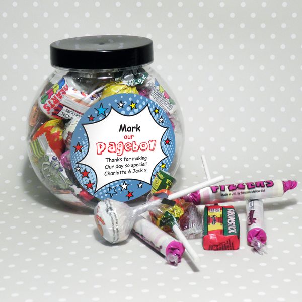 (image for) Personalised Comic Pageboy Sweet Jar - Click Image to Close