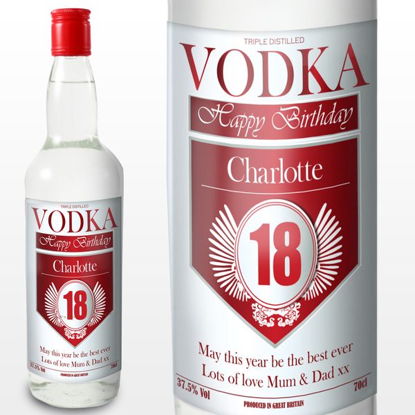 (image for) Personalised Birthday Red & Silver Vodka - Click Image to Close