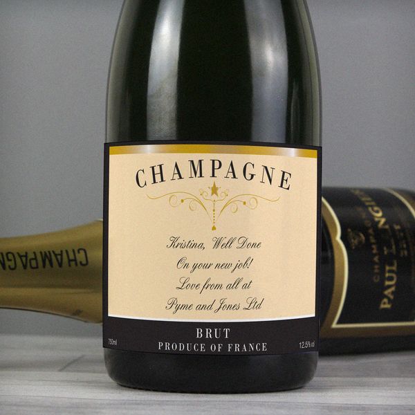 (image for) Personalised Any Message Classic Label Champagne - Click Image to Close