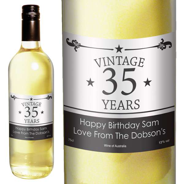 (image for) Personalised Vintage Numbers White Wine - Click Image to Close