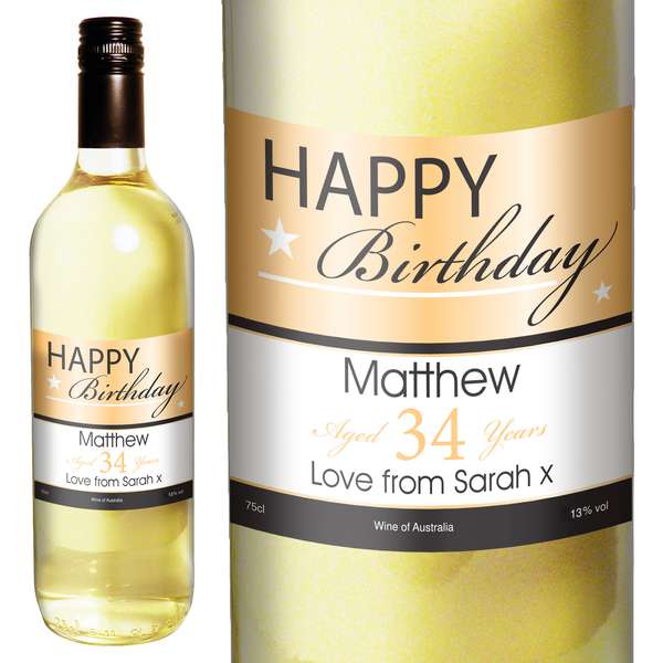 (image for) Personalised Happy Birthday White Wine - Click Image to Close