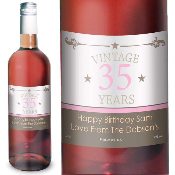 (image for) Personalised Vintage Numbers Rose Wine - Click Image to Close